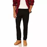 Amazon Essentials Pantalon Chino à Coupe Ajustée sans Pinces et Infroissable Homme, Noir, 32W / 32L