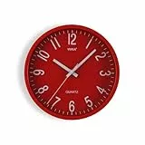 Versa Raven Horloge Murale Silencieuse et Décorative, pour Cuisine, Salon ou Salle à Manger - Facile à Lire, Dimensions (H x L x L) 20 x 4,3 x 20 cm, Polypropylène, Rouge