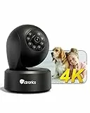 Ctronics 4K Caméra Surveillance WiFi Intérieure, Suivi Auto, Détection AI Humain/Animal, WiFi 2.4/5GHz, Cloud & 256Go TF, FTP/NVR/NAS, Vision Nocturne, 24/7, Smartphone & PC PTZ, 355° Pan/120° Tilt