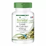 Fairvital | Extrait de café vert 500mg - pour un mois - VEGAN - Fortement dosé - 90 capsules - normalisé à 45% d'acide chlorogénique