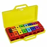 A-Star Lot de 8 barres de carillon colorées Soprano Diatonic Rainbow Glockenspiel Xylophone avec deux batteurs et étui de transport jaune solide - C6 à C7