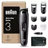 Braun Kit De Rasage Tout-En-Un Series 3 Avec Tondeuse Electrique Pour Hommes, 8-En-1 AIO3545, Noire, 14 Longueurs A Barbe, Coffret Avec 6 Sabots et Brosse De Nettoyage, Rasage Du Visage et Des Cheveux