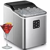 Machine à Glaçons Acier Inoxydable, Autonettoyante, 2 Tailles de Glaçons, 14kg en 24h, 9 Glaçons en 6 Minutes, Écran LCD et Réservoir d'Eau de 2L, Capteur IR, Cuillère à Glaçons et Panier, NORTHCLAN