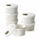 DOWAN Lot de 6 ramequins en céramique avec couvercles pour crème brûlée, soufflé, sauces, crème pâtissière, 170,1 g, blanc