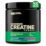 Optimum Nutrition Créatine Micronisée en Poudre, Goût Blue Raspberry, 247.5g, 55 Doses