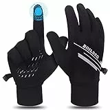 boildeg Gants Hiver Gants de Cyclisme à écran Tactile Gants de VTT légers Antidérapant Coupe-Vent Noir Gants de Sport Thermiques pour Cyclisme Conduite Course à Pied Hommes Femmes