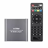 Lecteur Multimédia 4K, MYPIN Mini HD Media Player TV pour 8TB HDD/Clé USB/Carte TF/H.265 MP4 PPT MKV AVI Soutien Sortie HDMI/AV/Coaxial et Souris USB/Clavier-HDMI Jusqu'à 7.1 Son Surround