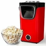 Gadgy Machine à Pop-Corn - Appareil à Pop-Corn - Machine à Pop-Corn à Air Chaud Rapide - Sans Huile, sans Graisse - avec Tasse à Mesurer et Couvercle Supérieur Amovible - Revêtement Rouge Rétro
