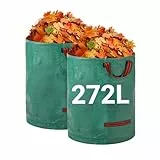 Velway Sacs à déchets de jardin robustes - 272L x 2Pack Sacs de jardin réutilisables avec poignées - Tissu industriel pour feuilles déchets débris - Sacs à déchets de jardin étanches