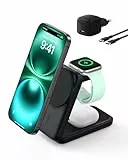 Belkin UltraCharge Chargeur Induction 3 en 1 Qi2, Station de Charge Magnétique 25W, Chargeur sans Fil avec MagSafe pour iPhone 17, iPhone Air, Apple Watch, AirPods, Pixelsnap avec Chargeur 45W, Noir