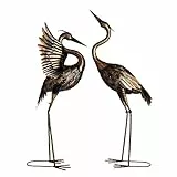 TERESA'S COLLECTIONS Lot de 2 Statues de Jardin en Laiton et métal - 63,5 à 66 cm - Décoration de pelouse pour Jardin, Porche, terrasse, héron, leurre d'oiseau - Cadeau pour Maman