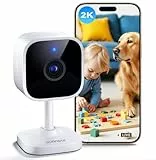 Outinput 2K(3MP) Camera Surveillance WiFi Interieur avec IR-Vision Nocturne, Détection de Mouvement et Son, Sirène, Audio Bidirectionnel, Stockage Micro SD/Cloud, pour Babyphone & Caméra Chat et Chien