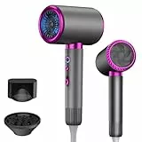 Bizcasa Sèche-Cheveux, 2400W Seche Cheveux Professionnel Ionique, 3 Températures/ 2 Vitesses, et Accessoires, Diffuseur, Buses, Pour la Famille et les Salons de Coiffure (Gris)