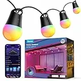 Govee Guirlande Lumineuse d'Extérieur Intelligente 2, 30M RGBIC avec Ampoules LED Blanc Chaud à Intensité Variable, Étanche IP65, Fonctionne avec Alexa, Contrôle par Application, Adapté pour Cour