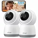 ieGeek 5MP Caméra Surveillance WiFi Interieur 2.4Ghz/5Ghz, 360°PTZ Caméra Interieur pour Bébé/Senior, Enregistrement 24H, Suivi Auto, Détection Humaine/Bruit, Alarmes(2PCS)