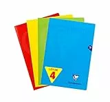 Clairefontaine 294161AMZC Lot de 4 Cahiers Agrafés Mimesys - A4 21x29,7 cm - 96 Pages Grands Carreaux - Papier Blanc 90 g - Couverture Polypro (Bleu, Rouge, Jaune et Vert)