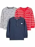 Simple Joys by Carter's Long-Sleeve Shirts, Pack of 3, Bleu Marine Chiné/Gris Chiens/Rouge Double Rayure, 3 Ans (Lot de 3) Bébé garçon
