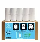 Exacompta - Réf. 40751E - Boîte de 20 bobines pour tickets de carte bancaire - largeur 57 mm x diamètre 40 mm - mandrin 12 mm - 1 pli thermique 55g/m² sans BpA - Métrage (+ ou - 2m) : 18 m - Blanc