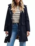 SaphiRose PONCHO Veste de Pluie Longue pour Femme Manteau à Capuche Coupe-Vent Imperméable d'Extérieur-Navy-XL