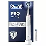 Oral-B Brosse A Dents Electrique Pro 3 Blanche Avec 3 Modes De Nettoyage 3D Dont Blancheur, Brossage Avec Des Oscillo-Rotations Et Pulsations, 2 Brossettes De Rechange Rondes Oral B, Chargeur