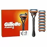 Gillette Rasoir Pour Homme Fusion5, Manche Réutilisable, 8 Cartouches A 5 Lames, Bande Lubrifiante Pour Le Rasage Du Visage Confortable Et Une Glisse Du Rasoir Fluide, 1 Recharge Par 20 Rasages