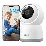 ieGeek 5MP Camera Surveillance WiFi Interieur 360° - 2.4G/5GHz Camera Interieur WiFi, PTZ Détection Mouvement Audio Bidirectionnel Alexa pour Animaux/Bébés