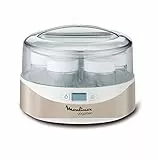 Moulinex YG231E32 Yaourtière Yogurteo 7 Pots de Yaourt Inclus Programmable Écran LCD Minuteur 13W Champagne