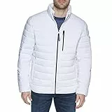 Calvin Klein Full Zip Down Puffer Coat Jacket, Blanc Pliable, L Hommes