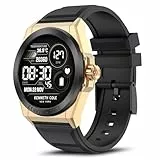 Bebinca Montre Connectée Homme avec Appel Bluetooth, 1,32' HD Smartwatch, Moniteur de Sommeil Cardiofréquencemètre Tension Artérielle SpO2, Montre Podometre pour Android/iOS(Noir et Or)