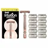 Rasoir pour femmes Wilkinson Sword Intuition Rose Gold, rasoirs pour la routine de soin, pack contenant 1 manche de rasoir réutilisable et 10 lames de rechange