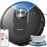 Proscenic Q8 Robot Aspirateur Laveur, 6000Pa 200Mins Aspirateur Robot Navigation Lidar,Multi-étage Cartographie,Mince,Silencieux,pour Poils Animaux Tapis Sols Durs,Connecté App Alexa Siri IFTTT
