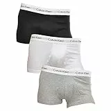 Calvin Klein Boxers Taille Basse Lot de 3 Homme Coton-Élasthanne, Multicolore (Black/White/Grey Heather), S