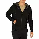 Amazon Essentials Sweat à Capuche avec Fermeture Éclair intégrale et Doublure en Polaire Sherpa Homme, Noir, XL