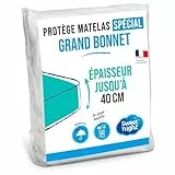 SWEET NIGHT - Protège Matelas Grand Bonnet | pour Bonnet jusqu'à 30cm/35cm/40cm | 160x200x35 cm | Alèse Imperméable | Lavable à 90°C