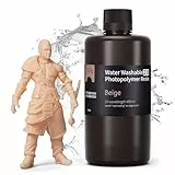 ELEGOO Résine Lavable à l'Eau 2.0, Beige 1000g, Liquide d'Impression 3D à Durcissement Rapide à UV de 395-405 nm, Résine Imprimante 3D Water Washable pour imprimantes 3D LCD/SLA/DLP