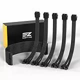 EZDIY-FAB PSU Rallonge de câble gainé Mod personnalisé GPU PC Alimentation en nylon souple tressé avec kit de peigne 24PIN / 3x 8PIN à 6 + 2Pin / 2X 8PIN à 4 + 4PIN-300MM / 11.8in-Noir
