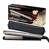 Remington Lisseur Cheveux [Innovation: Capteur de Protection contre la chaleur] Keratin Therapy (Soin Kératine & Huile d'Amande, Céramique, Ecran LCD, 160-230°C, pochette) Fer à lisser S8593