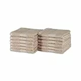 Amazon Basics Lot de 12 Gant de Toilette en Coton résistant à la décoloration, 30 x 30 cm, Taupe