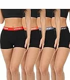 wirarpa Boxer Femme Coton Shorty Anti Frottement Shorts Caleçons Femmes 3'' Inseam Lot de 4 Noir Taille L