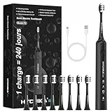 Brosse à dents électrique sonique pour adultes - Rechargeable,autonomie de 240 jours avec batterie 2500mAh,8 embouts,3 Modes et IPX7,Minuterie 2 Min & Rappel 30s,cadeau pour la famille