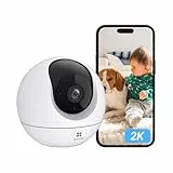 EZVIZ C6c 2K Caméra Surveillance WiFi Intérieure, Caméra 360° avec Détection Humaine AI, Suivi Intelligent, Audio Bidirectionnel, Vision Nocturne Couleur avec Lentille Starlight pour Bébé/Animaux