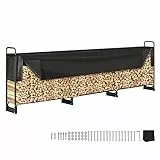 VEVOR Range Bûches Extérieur 386x36x117 cm Abri Bois de Chauffage avec Couverture Imperméable 600D Oxford Porte-bûches pour Cheminée Support de Bûche Intérieur pour 3/4 de Corde de Bois de Chauffage