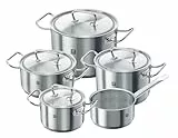 ZWILLING Set de 5 Casseroles, 4 Couvercles, Adapté à la Chaleur à Induction, Argenté 18/10, série Twin Classic