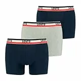 Levi's Boxer sous-vêtement, Bleu Marine/Gris, M (Lot de 3) Homme