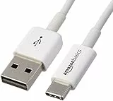 Amazon Basics Câble de chargement rapide USB-C vers USB-A 2.0, débit de 480 Mbit/s, certifié USB-IF, pour Apple iPhone 16/15, iPad, Samsung Galaxy, tablettes, ordinateurs portables, 1.8 m, blanc