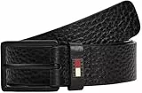 Tommy Jeans Ceinture Homme Elevated Flag 3,5 cm Cuir, Noir (Black), 105 cm