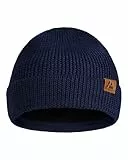 DANISH ENDURANCE Bonnet en Laine Mérinos Chaud Doublé Polaire pour l'Automne et l'hiver, pour Hommes et Femmes, Bonnets Thermiques, Bleu, One Size