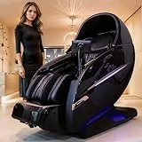 GLOBAL RELAX® I SAMADHI Fauteuil de Massage 6D I Noir I Commande vocale I Pressothérapie complète I Charge sans Fil I Écran Tactile I 20 programmes I Lumière d'ambiance LED I Bluetooth