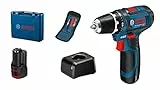Bosch Professional 12V System perceuse-visseuse sans-fil GSR 12V-15 (avec 2 batteries 2,0 Ah, chargeur GAL 12V-20, set d’accessoires 10 pièces, coffret de transport)