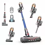 SMOTURE VAC03 Aspirateur Balai sans Fil 650W Moteur-50KPa Aspirateur sans Fil Puissant avec Batterie Détachable 60 Min (ECO), Mode Automatique Intelligent,Écran LED,Brosse Matelas et Support Mural